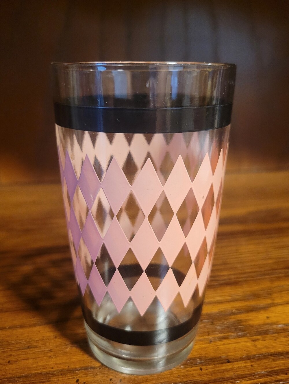 Vintage Hazel Atlas MCM Pink and Black Drinking Glass